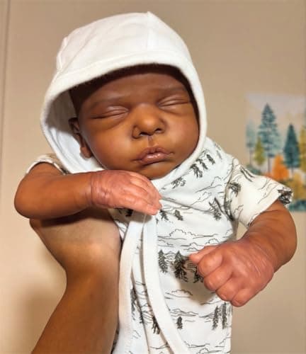 GYCV Reborn Baby Dolls Black Boy 19 Inch Realistic Dark Skin Newborn Doll Soft Body African American Life Like Baby Dolls That Look Real Black Reborn Baby Toys with Accessories Xmas Gift for Kids