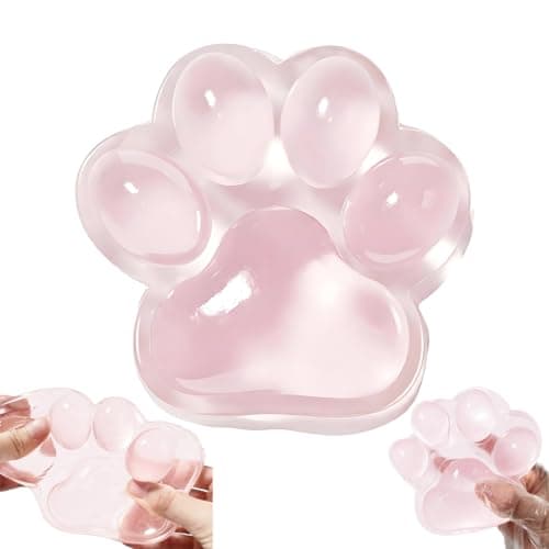 Chicooan Large Cat Paw Taba Squishy Big Squeeze Toys 5inch Clear Pink Cute Fufu Squishy Sensory Stress Relief Fidget Toys for Party Favors Sensory Anxiety Toys for Adults Transparent Pink