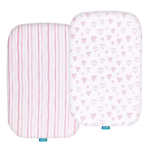 Bassinet Sheets Compatible with Baby Delight Beside Me Dreamer Bassinet 2 Pack Ultra Soft Bassinet Sheet for Baby Pink Print