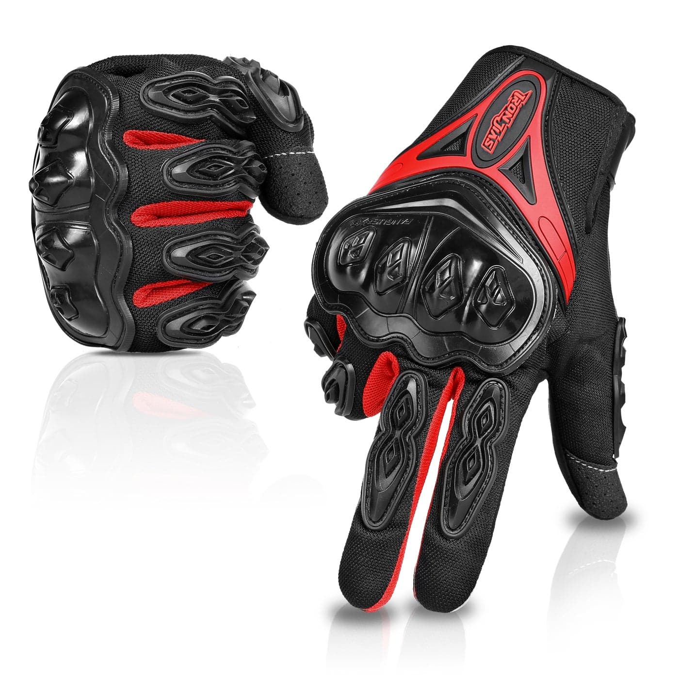 IRON JIAS Motorcycle Gloves Full Finger Durable for Road Racing Bike Summer Spring Powersports Support Touch Screen redXL