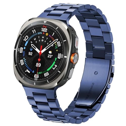 DEALELE Starp Compatible with Samsung Galaxy Watch Ultra 47mm 20252024 No Gap Stainless Steel Metal Replacement Bands for Galaxy Watch Ultra 27 Ultra 47mm Women Men Blue