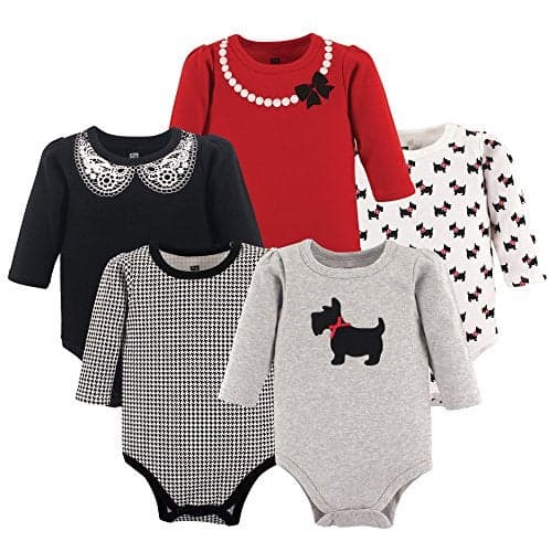 Hudson Baby Unisex Baby Cotton Long-sleeve Bodysuits, Scottie Dog, 6-9 Months US