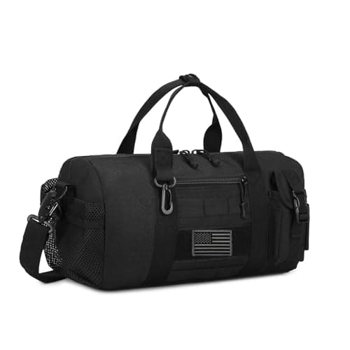 ArcEnCiel Small Tactical Duffle Bag Men Gym Pack Military Molle Shoulder Bags Shoes Storage Sports Handbag with Patch Black