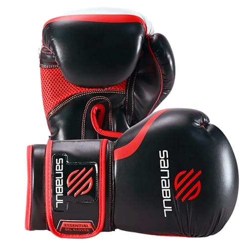 Sanabul Essential Gel Boxing Gloves for Men Women Kickboxing MMA Muay Thai Gloves and Heavy Bag Training Punching Sparring BlackRed 10 oz