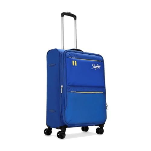 Skybags Charm 8W Hard-Sided Polycarbonate Trolley Bag with Anti-Theft Zipper & 3-Digit Lock, 360° Dual Wheels, 5 Year Warranty (Blue, M)
