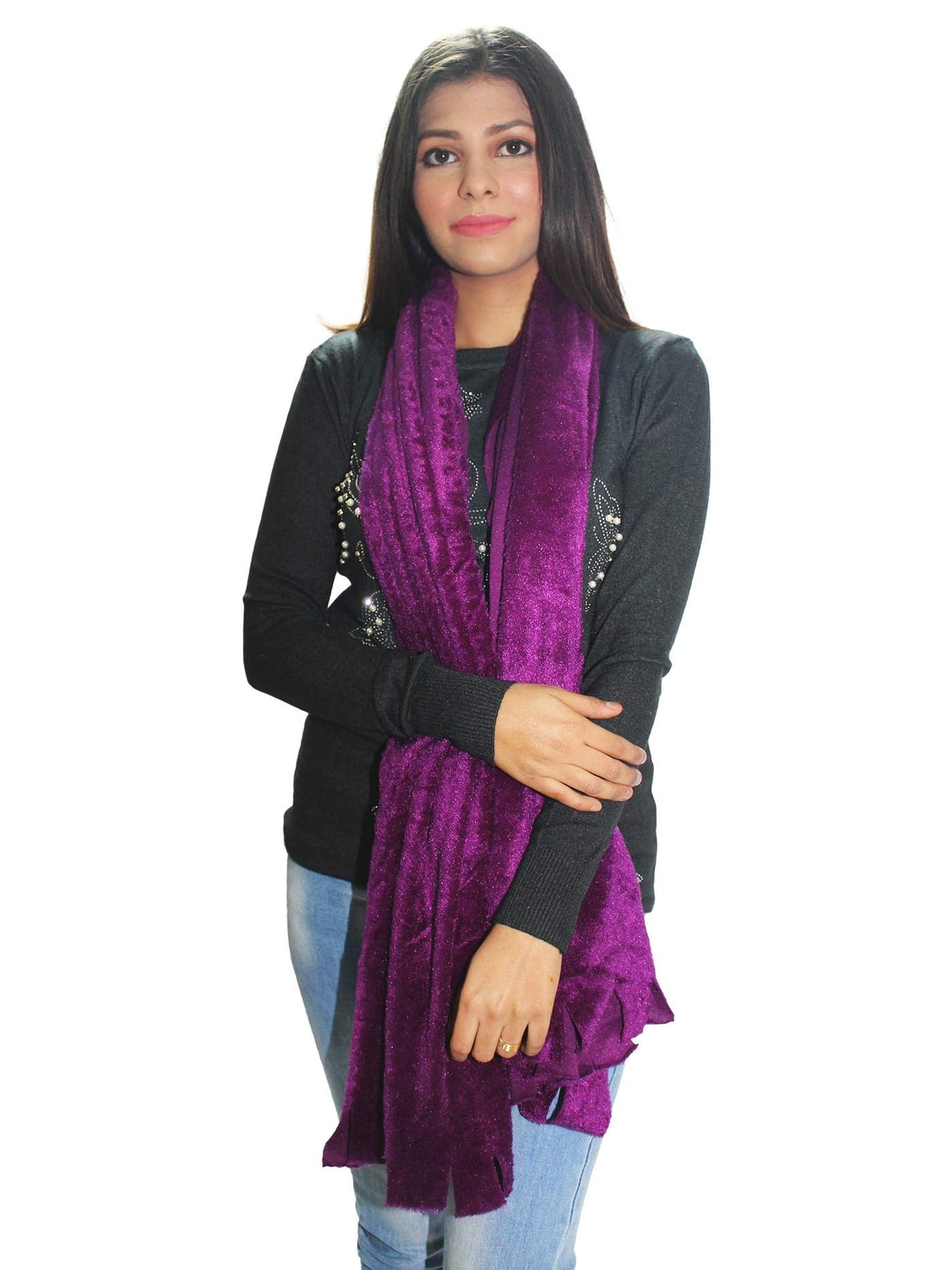 Matelco Women's Velvet Scarf/Muffler/Stole/Wrap For Winters (WINE)