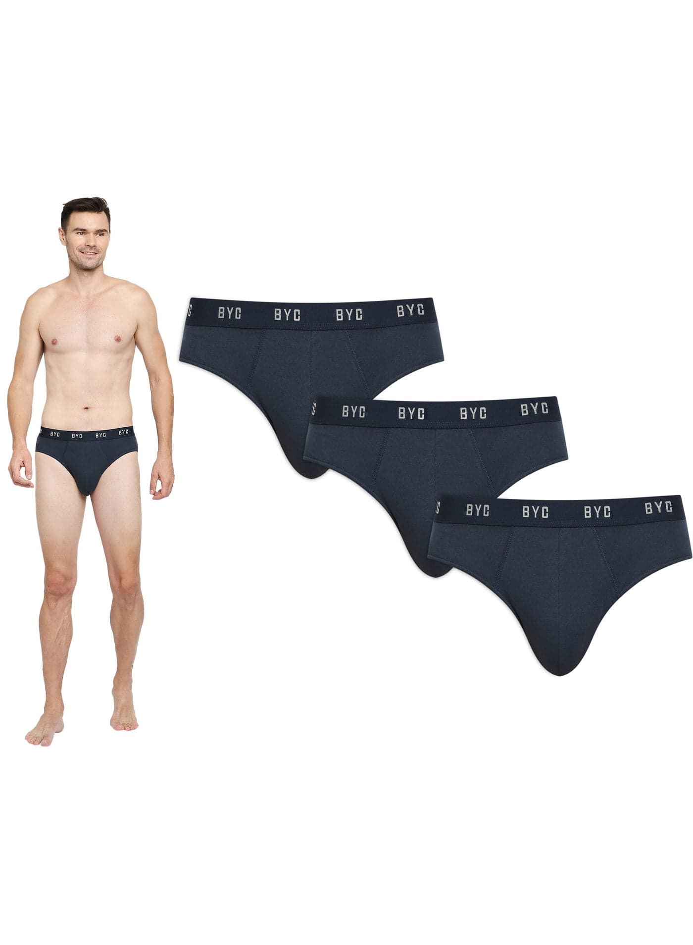 MEN'S COTTON BRIEF (PACK OF 3) - NAVY BLUE