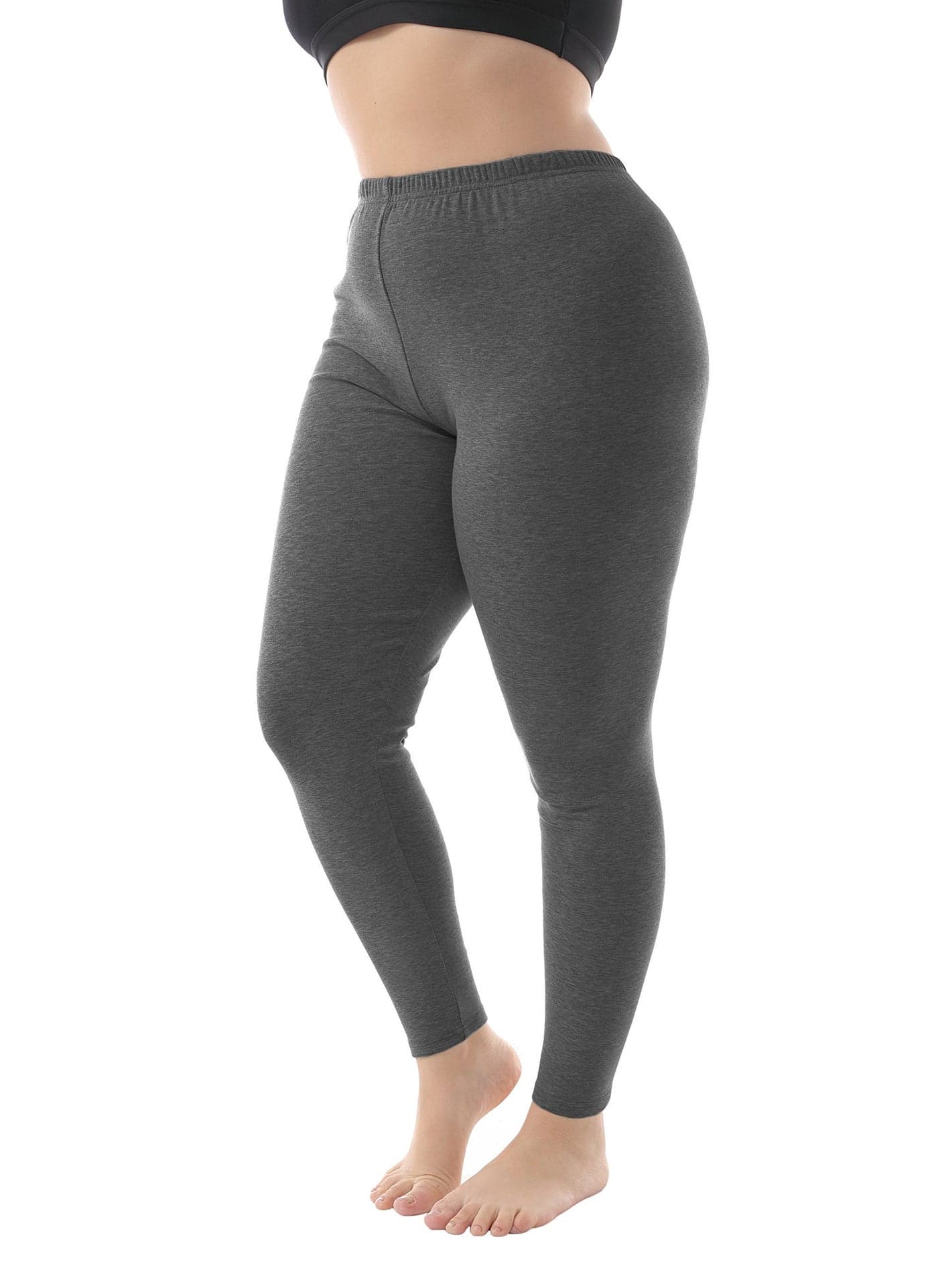 ZERDOCEAN Women's Plus Size Modal Lightweight Full Length Leggings Dark Heather Gray 1X