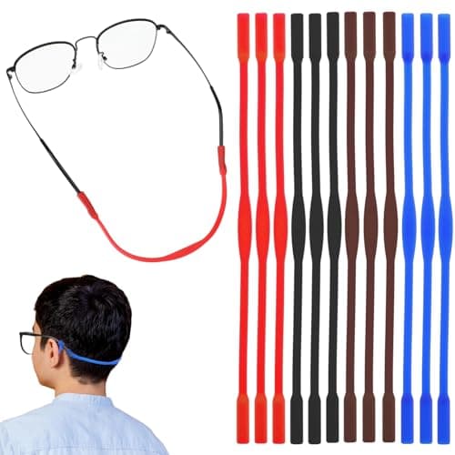 12 Pcs Specs Holder Strap, Elastic Sports Glasses Straps Anti-Slip Silicone Safety Toddlers Eyeglass Straps No Tail Eyewear Retainers Soft Adjustable Sunglass Cord Holder for Kids Men and Women