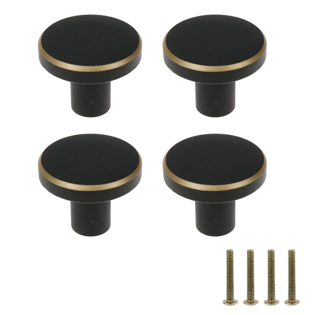 Mcredy Mini Cabinet Knobs Handles Round Black Kitchen Dresser Knobs Pulls 1x08 25x20 mm DxH Set of 4