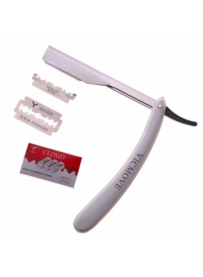 Professional Barber Straight Edge Razor Safety with 20-Pack Derby Blades - 100 Percent Stainless Steel - by (1 Razor + 20 Blades)