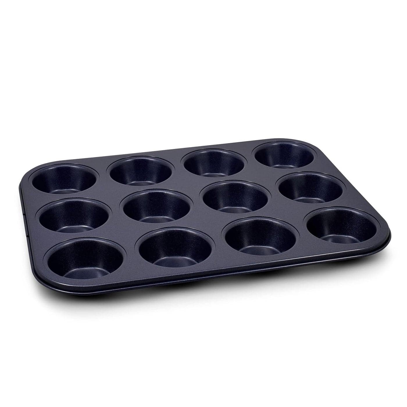 Zyliss NonStick 12 Hole Muffin Tin for thinKitchen Carbon Steel Dark Blue Baking TinsYorkshire PuddingsMini CakeSmall Cakes Dishwasher Safe 5 Year Guarantee