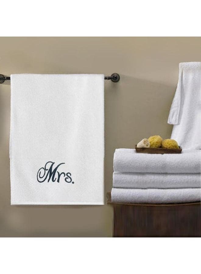 Embroidered For You (White) Luxury (Mrs.) Personalized Bath Towel (70 x 140 Cm -Set of 1) 100% Cotton, Highly Absorbent and Quick dry Bath Linen -600 Gsm