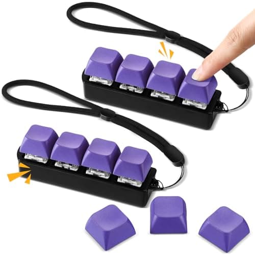 Ferreve 2 Pcs Keyboard Fidget Toys Fidget Clicker Keyboard FourButton Clicker Keychain Button ADHD Stress Relief Gifts for Adult to Relief Stress Pass The TimePurple
