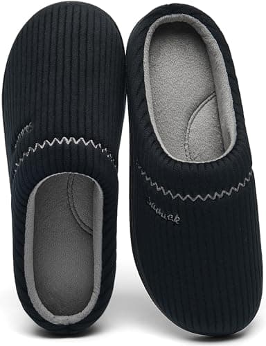 House Slippers for Women with Arch Support Memory Foam NonSlip Two Tone Embroidered Soft Home SlippersBlack Grey 10