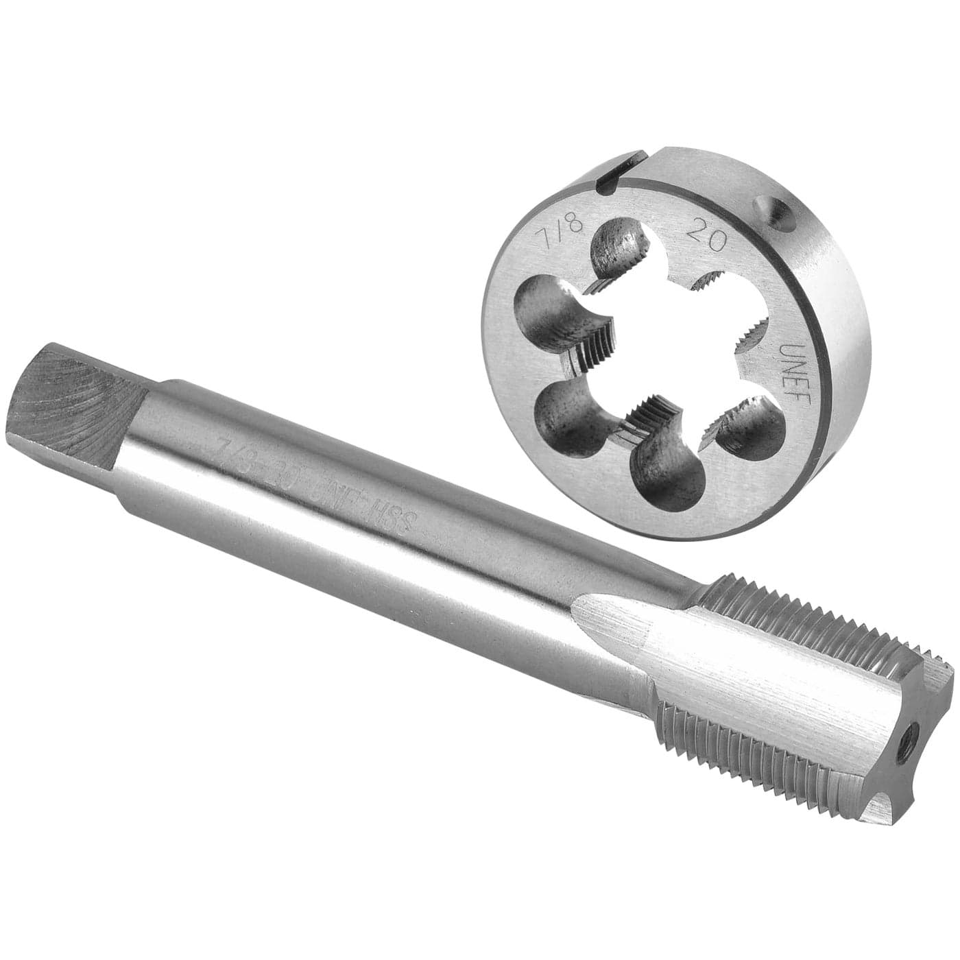 Burkit 7820 UNEF Tap and Die Set 78 x 20 UNEF Machine Thread Tap and Round Die Right Hand