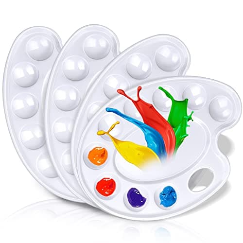 Hulameda Upgrade 4 Pack Paint Tray Palettes with Thumb HolePlastic Paint Pallets for Kids or Students to Craft DIY Painting or Have a Birthday Painting Party
