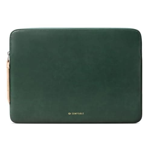 Comfyable Slim Protective Laptop Sleeve Compatible with 1314 Inch MacBook Air MacBook Pro M5M4M3M2 ProMax 2026 Mac Travel Case Laptop Pouch Slim PU Leather Cover Midnight Green