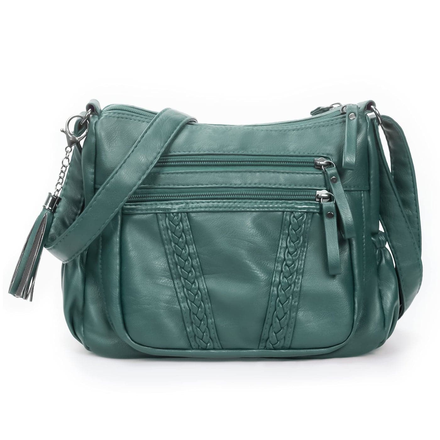 VOLGANIK ROCK Crossbody Bag for Women with Tassel Ladies Soft PU leather Purses and Handbag Pocketbooks Green