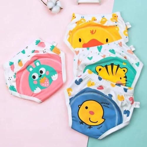 KINGZOMY® Cotton Toddler Underpants, Waterproof Breathable Underwear for Kids,Side Leakage Proof Reusable Diaper, washable Diapers for Kids 0-3 Yrs - Pack Of 1 (Multi Design -1, SIZE- XXL) (XXL)