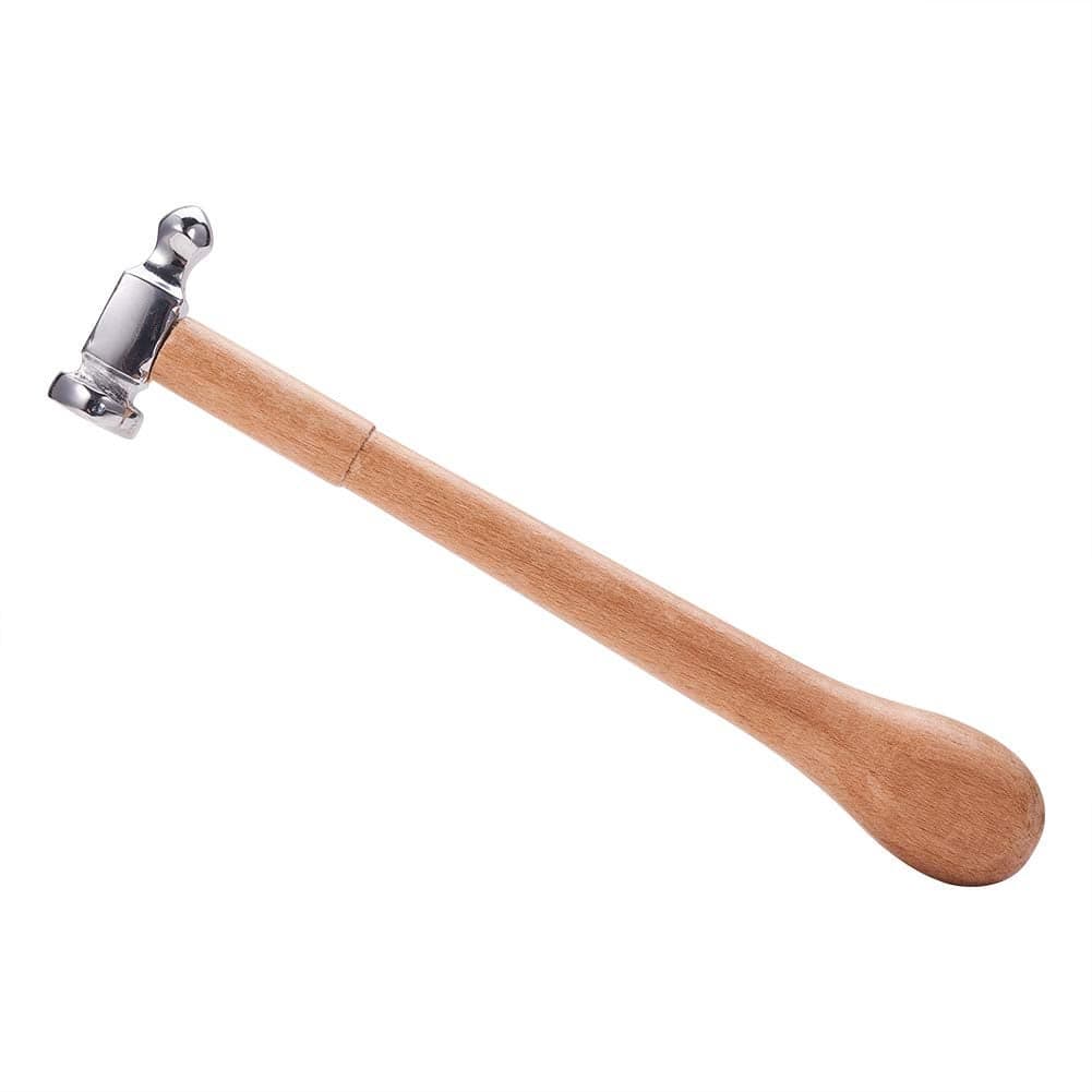 BENECREAT TwoSided Carbon Steel Chasing Hammer 10 Long Jewelry Making Hammer with 224 Steel Head and Comfortable Wood Handle for Jewelry Craft Making