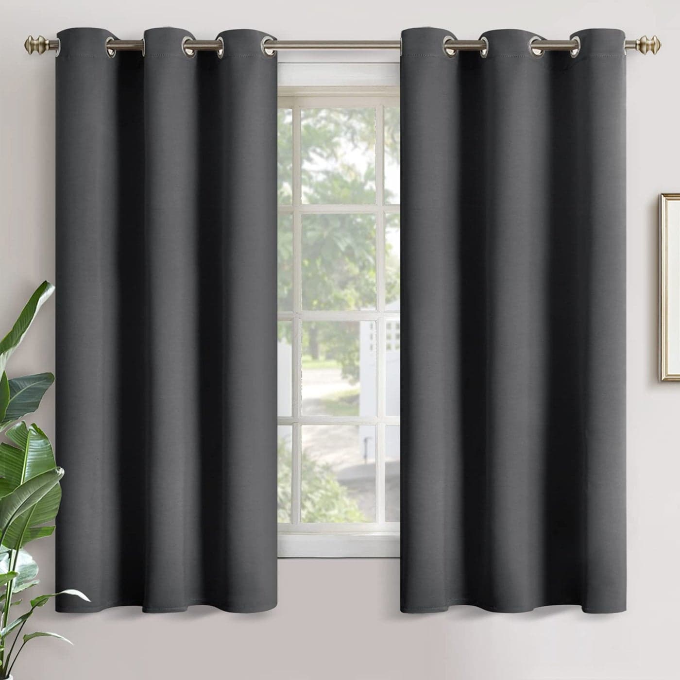 YoungsTex Blackout Curtains for Bedroom 63 Inches Long Insulated Room Darkening Window Drapes with Grommet for Living Room Kids Energy Saving Thermal Curtain 2 Panels 42 x 63 Inch Dark Grey