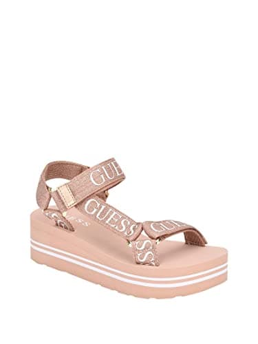 Guess Women's AVIN Wedge Sandal, Rose Gold, 8