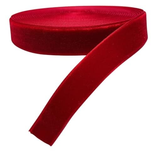 Chenkou Craft 5 Yards Velvet Ribbon Christmas Docoration Craft Packing Red 3420mm