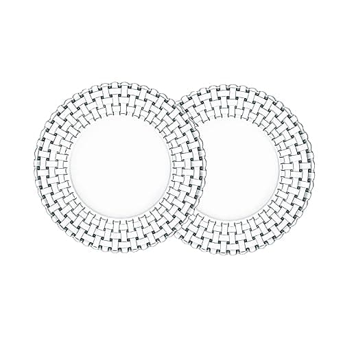 Nachtmann Bossa Nova Collection Set of 2 Dinner plates | Crystal Glass Salad, Pasta, and Appetizer Plates 10.5 Inch Clear Dinnerware | Dishwasher Safe