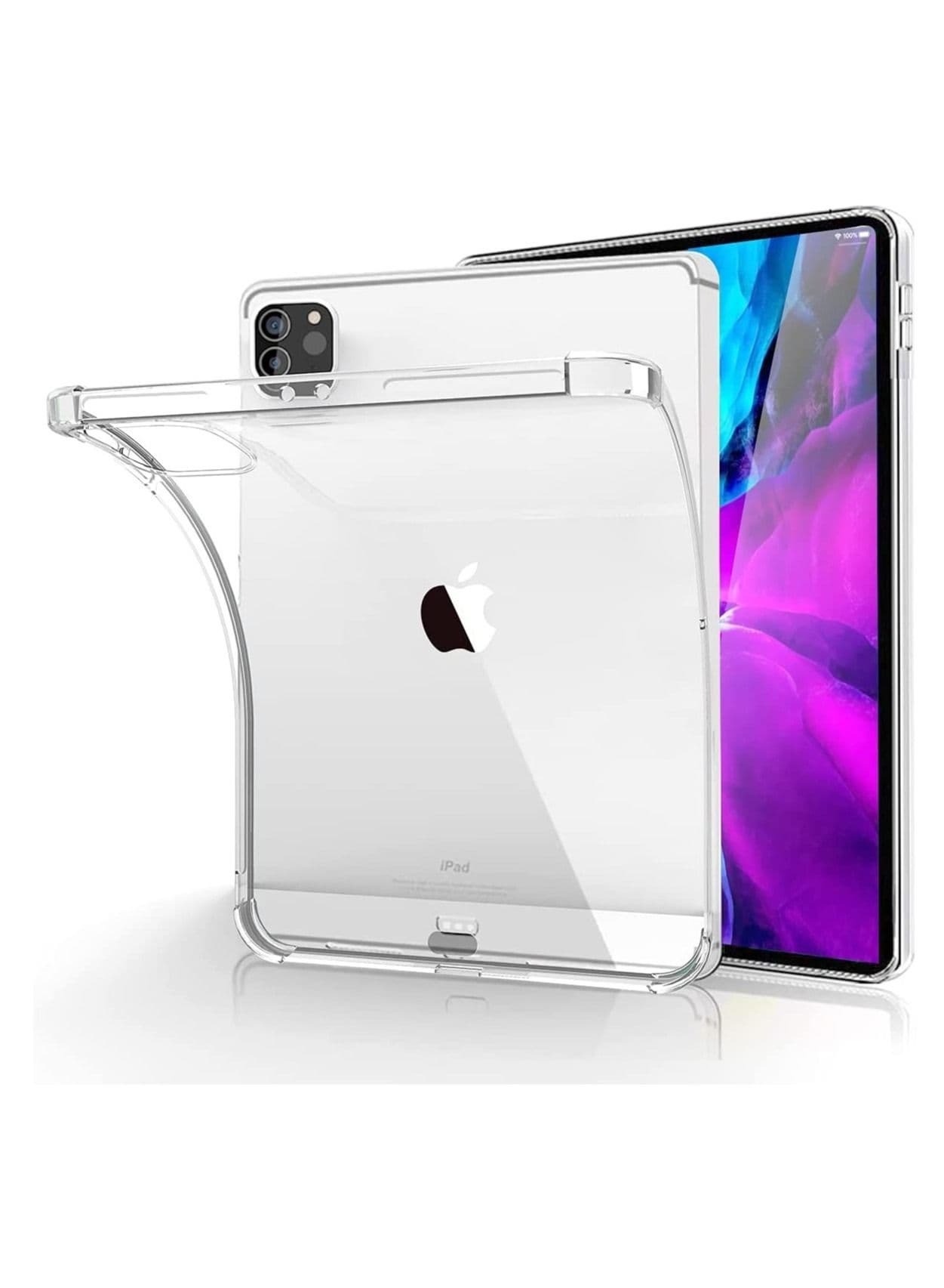 Clear Shock Absorbing Flexible TPU Protective Cover Transparent Slim With Pencil For iPad Pro 12.9 inch Case 2021 (5th Gen)