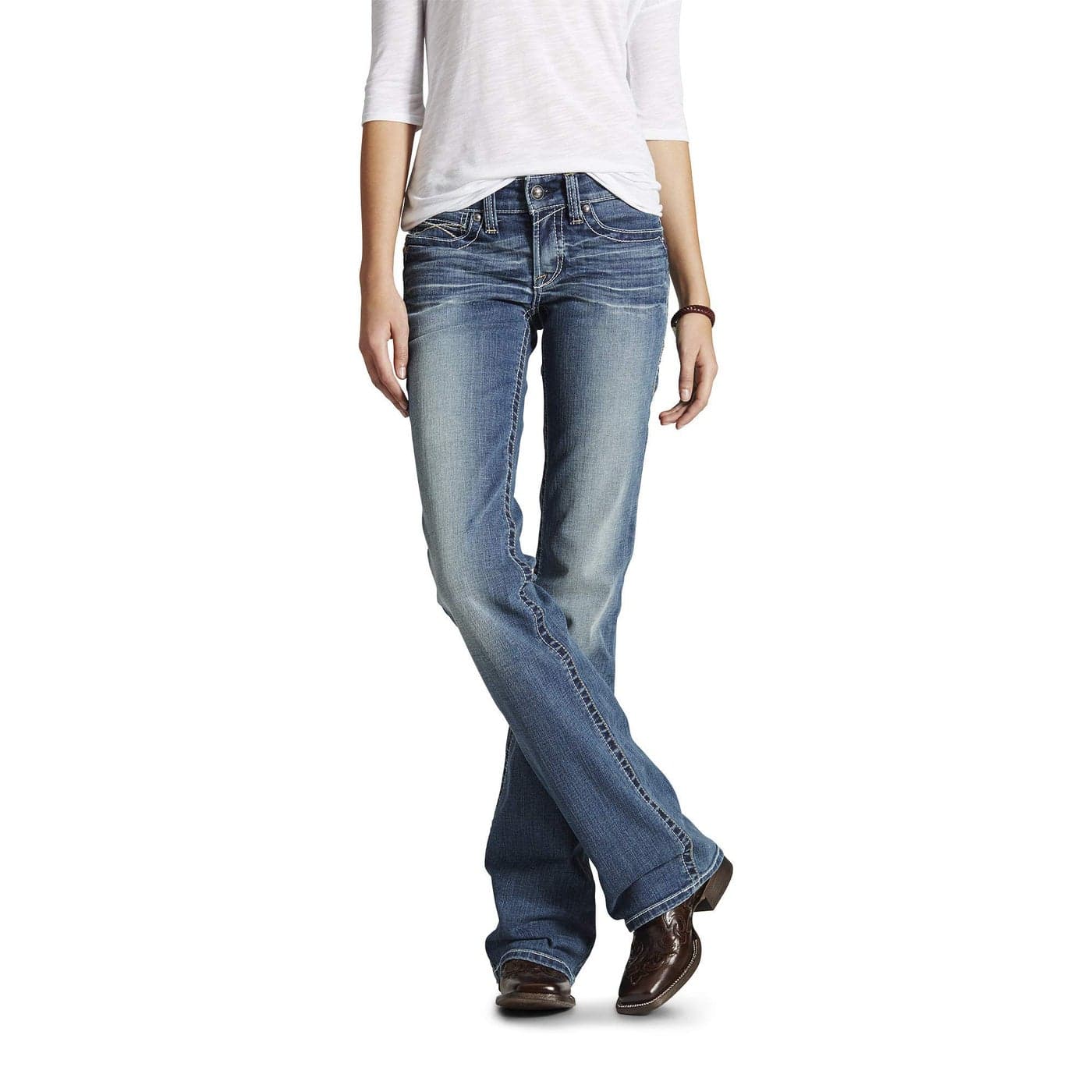 Ariat REAL Mid Rise Boot Cut Jeans Womens Denim