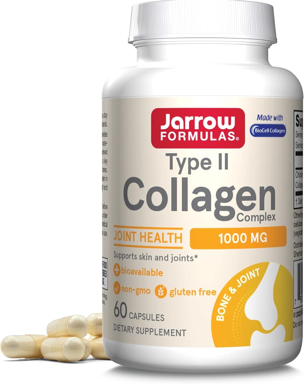 Jarrow Formulas Type II Collagen Complex 1000 mg Supplements Supports Skin and Joint Health 60 Capsules 30 Day Supply