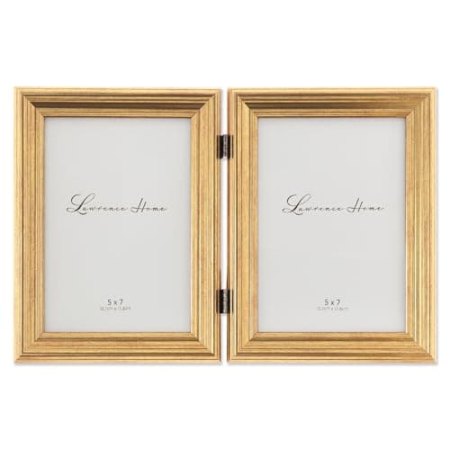 Lawrence Frames 5x7 Hinged Double Sutter Burnished Gold Picture Frame