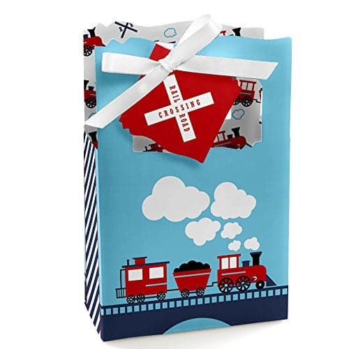 Big Dot of Happiness Railroad Party Crossing Steam Train Birthday or Baby Shower Favor Boxes Set 12