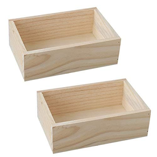 LONG TAO 2 Pcs 75 5 24 Natural Wooden Succulent Planter Plant Container Box Window Boxes Rectangular Flower Pot Storage Box for Indoor Outdoor Home Venue Decor