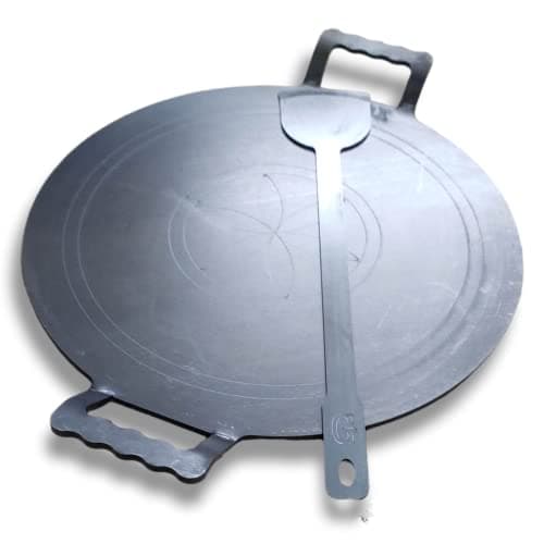 HARISH Pure Iron 5 mm Thick Concave Roti / Dosa Tawa / Kallu - 12 Inch Diameter + 2 Inch Handle (Black)