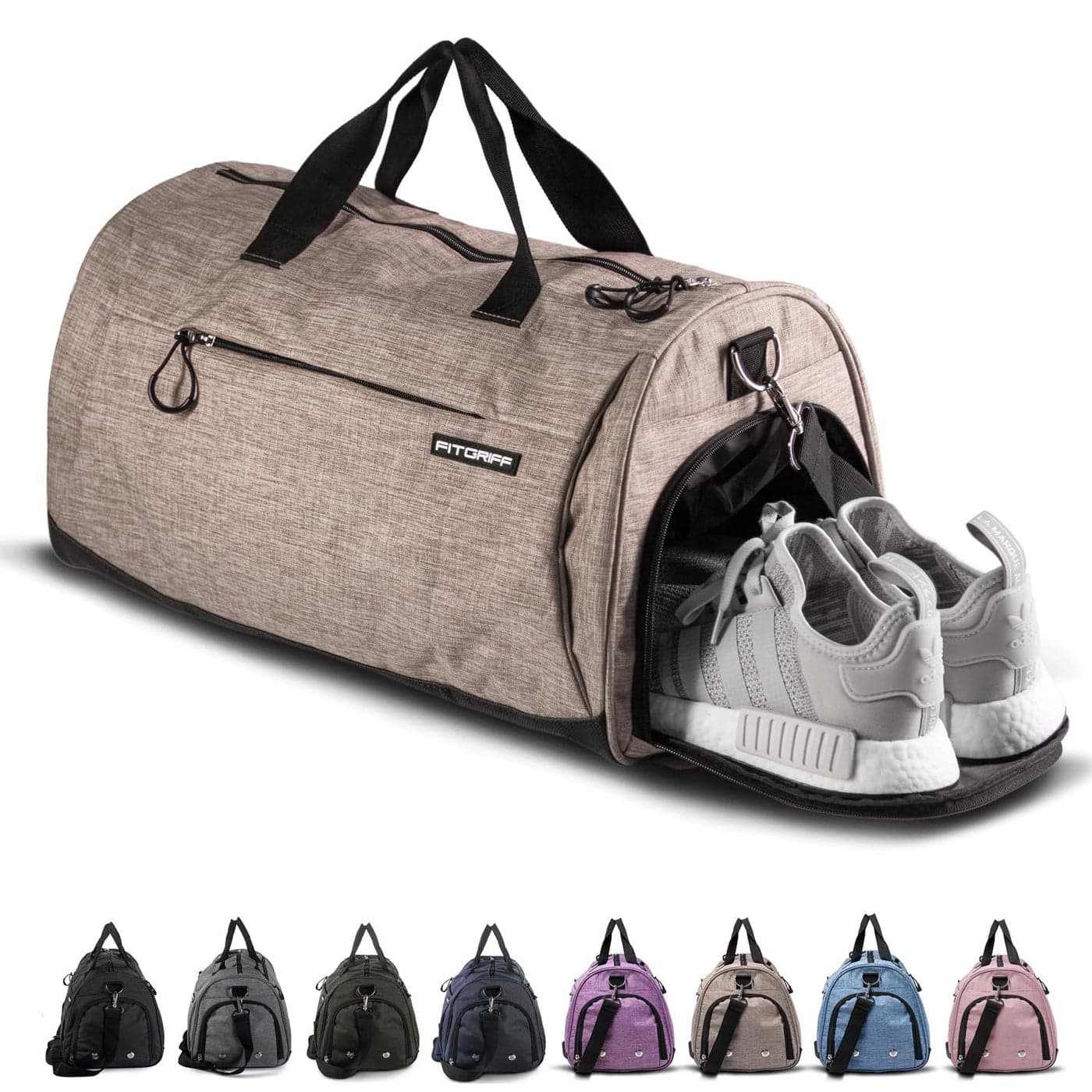 Fitgriff Gym Bag for Men Women with Shoe Wet Compartment Duffle Bag for Travel Sports Fitness Workout Sand 19 x 10 x 10 Small