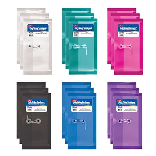 BAZIC Products Plastic Envelope Poly Envelopes, Coupon Size Folder, Check File Folders for Bills Receipts, String Closure, Home Office Supplies, 1 Unit, Random Color