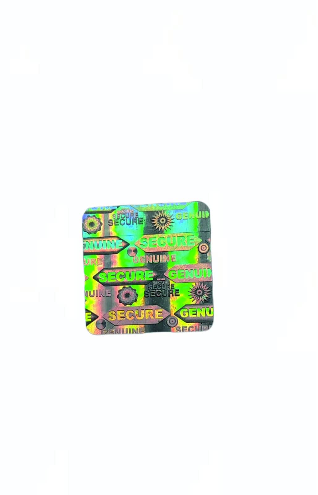 Hologram Sticker-Secure Genuine,Silver,18mm Square,3200 Pcs