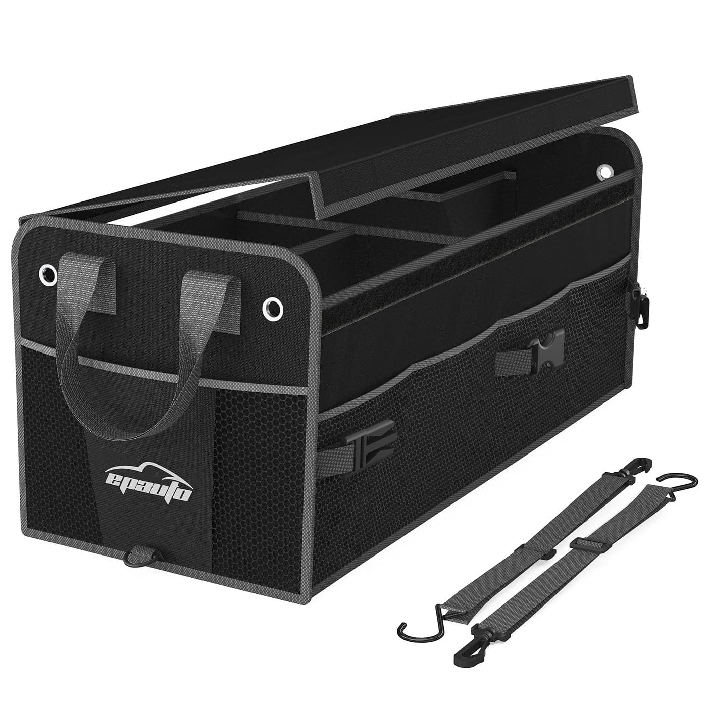 EPAuto Premium 3Compartment Car Trunk Organizer with Removal Lid Black