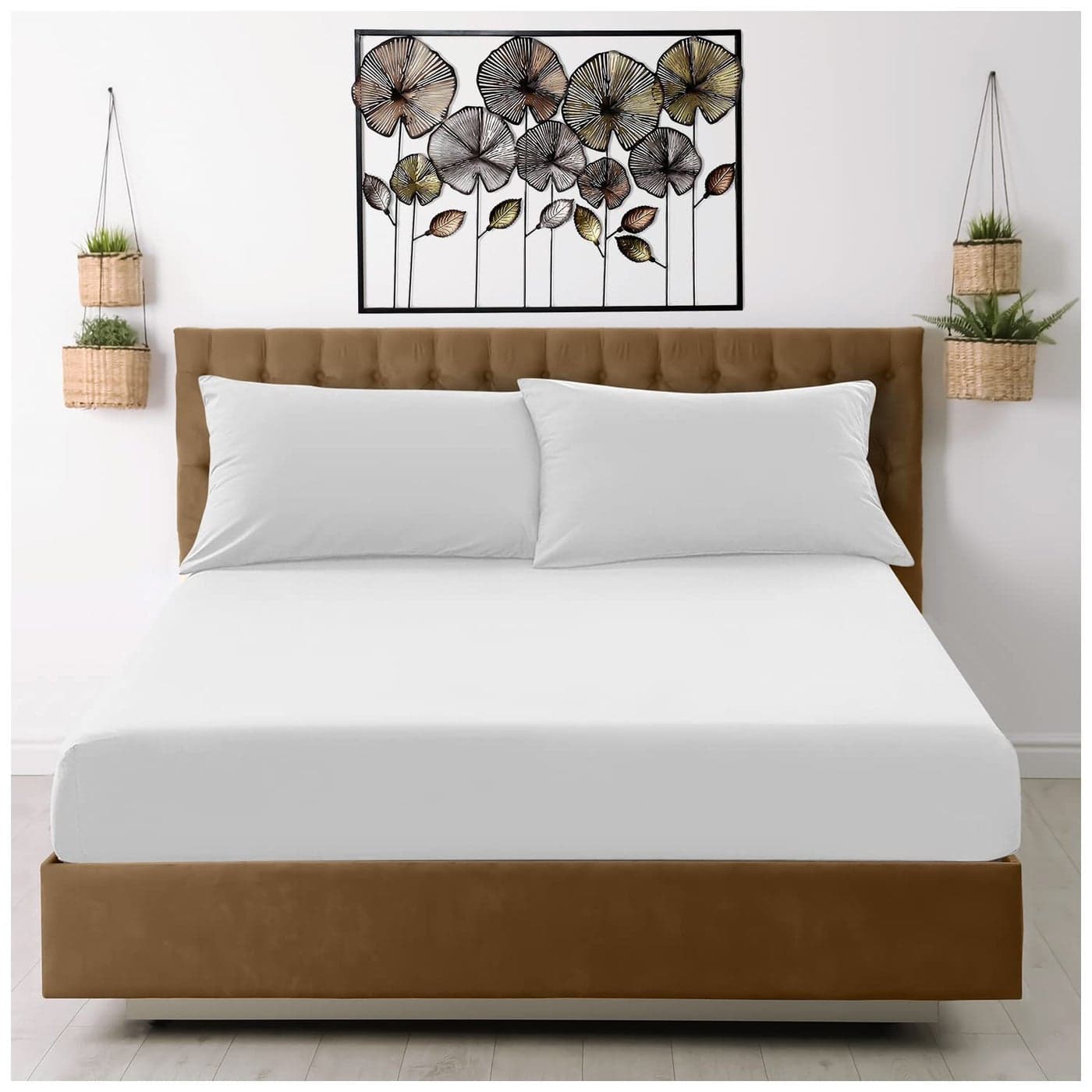 Fitted Sheet Single Bed 91 x 193cm White Bedding Sheets Plain Dyed Microfiber Bed Sheets Single 10 inch 25cm Deep Pocket Bottom Sheet Easycare Wrinkle Fade Resistant