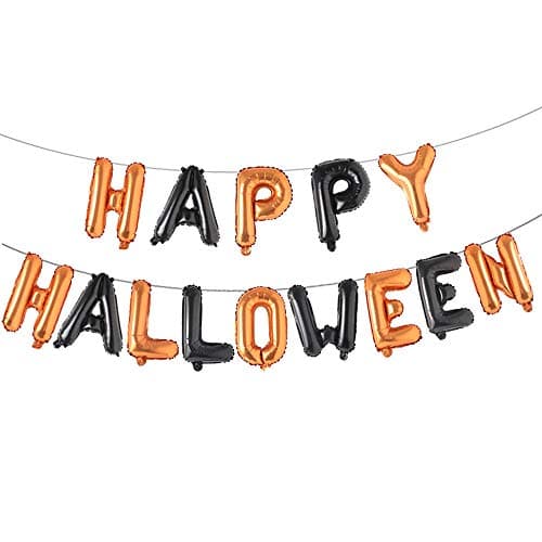 14pcs Halloween Balloon Letter Sets happy halloween Party Decoration Aluminum Foil Balloon banner Orange Black