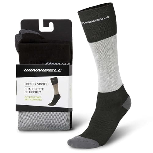 Winnwell Cut-Resistant Hockey Socks - Moisture-Wicking Gear with Double-Padded Heel & Y-Seam Toe for Ice Hockey Players (X-Large)