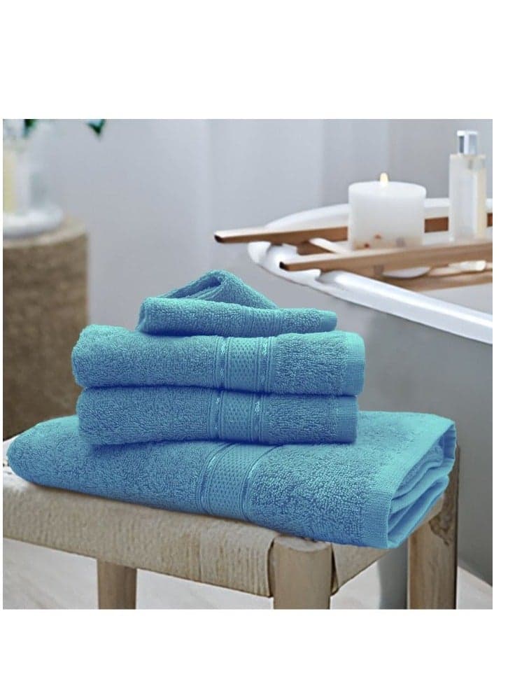 Daffodil (Light Blue) Premium Bath Towel (70x140 Cm-Set of 1) 100% Cotton, Highly Absorbent and Quick dry, Hotel and Spa Quality Bath linen with Stripe Diamond Dobby-500 Gsm