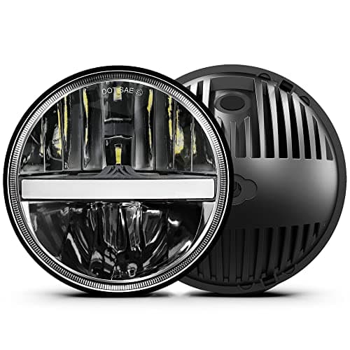 UNI-SHINE 7-Inch LED Headlights - with Amber Turn Signal White DRL, DOT Approved, Hi/Lo Beam, Compatible with Jeep Wrangler JK TJ CJ, Chevy, and Miata