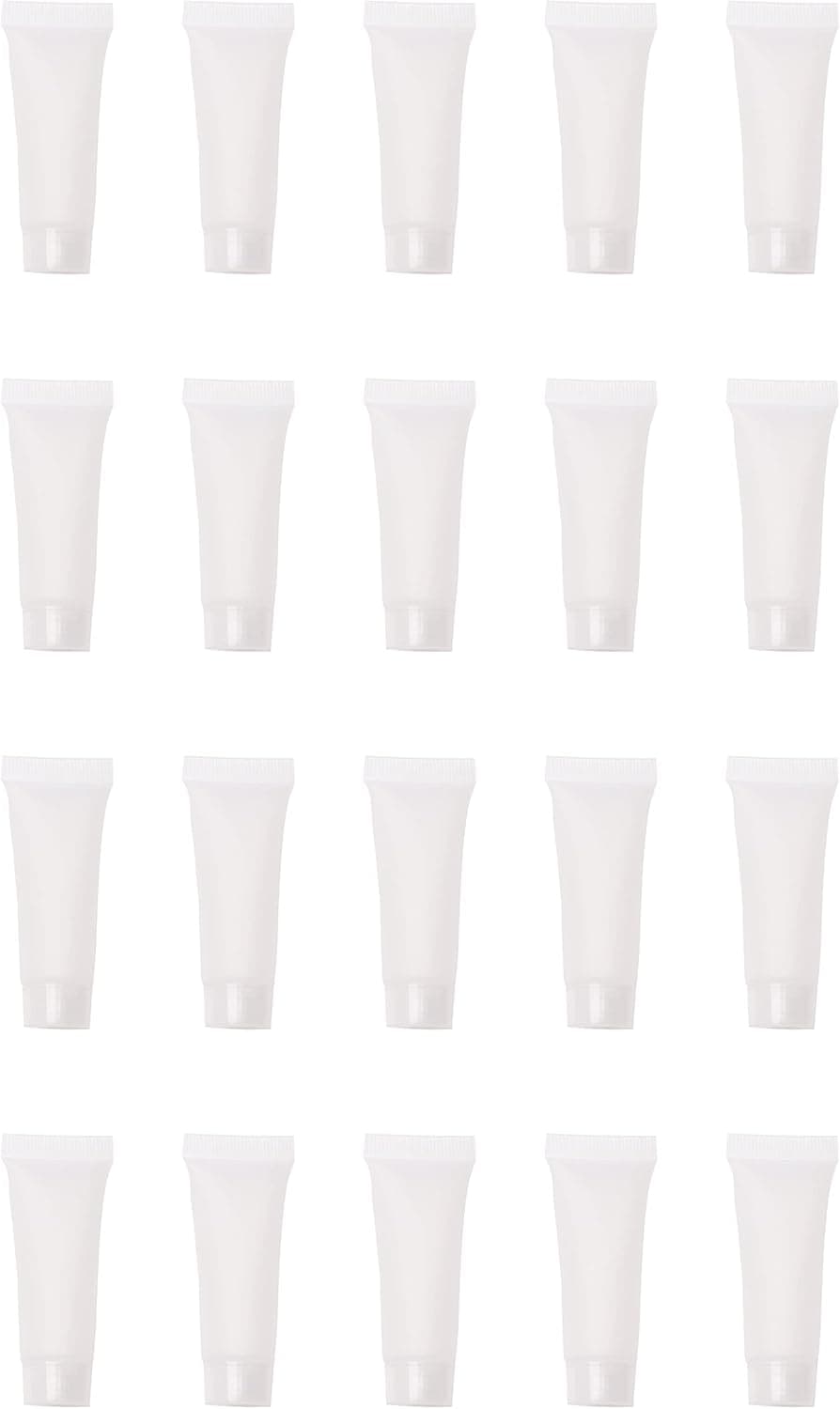 sowaka Empty Refillable Tube 20 Pcs 10 ML Plastic Squeezable Soft Cosmetic Containers Travel Bottles Holder for Lotion Cosmetic Makeup Sample Vial Jar Pot Case DIY Project
