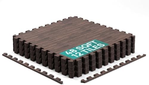 Yes4All EVA Interlocking Mats, Puzzle Floor Tiles, Foam Floor Padding with Border for Furniture, Home Space, Living Room, Garage 48 SQFT
