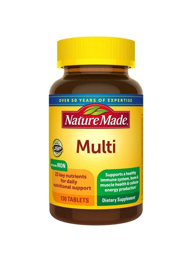 Multivitamin Tablets with Iron, Multivitamin for Women and Men for Daily Nutritional Support, 130 Tablets, 130 Day Supply