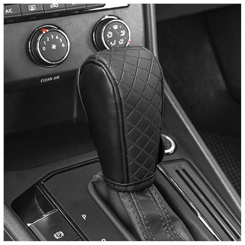 Leather Gear Shift Cover Diamond Embroidery DesignDurable Shift Knob Cover for Shift Lever ProtectionUniversal Car Gear Shift Cover Car Decorative Accessory Suitable for CarsTrucksSUVs Black
