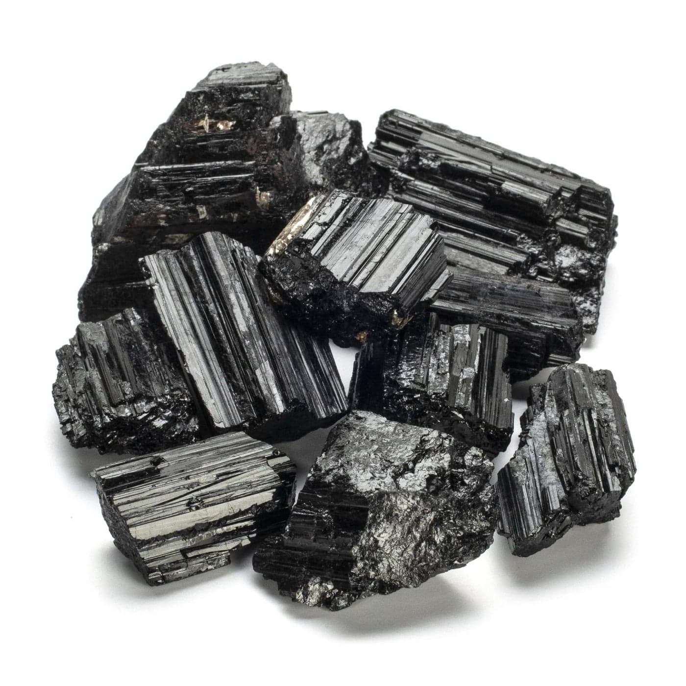 KALIFANO Black Tourmaline Bundle with Calming and Purification Energy Brazilian Turmalina Negra Schorl Reiki Healing Crystal Used for Protection and Security Information Card Included